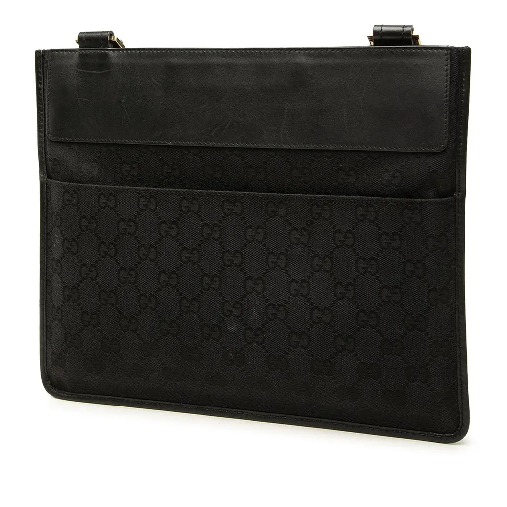 Gucci GG Canvas and Calfskin Crossbody Black Canvas Good - Back View