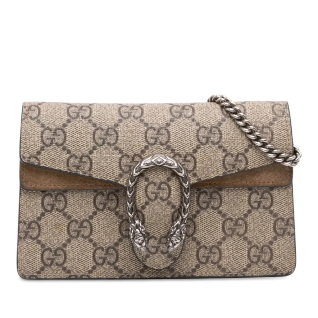 Gucci Mini GG Supreme Dionysus Crossbody Beige Canvas Good - Front View