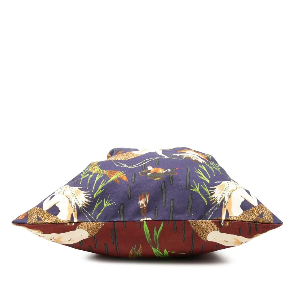 Loewe Paula Ibiza Canvas Mermaid Print Drawstring Pouch Blue Canvas Very good - Inside View