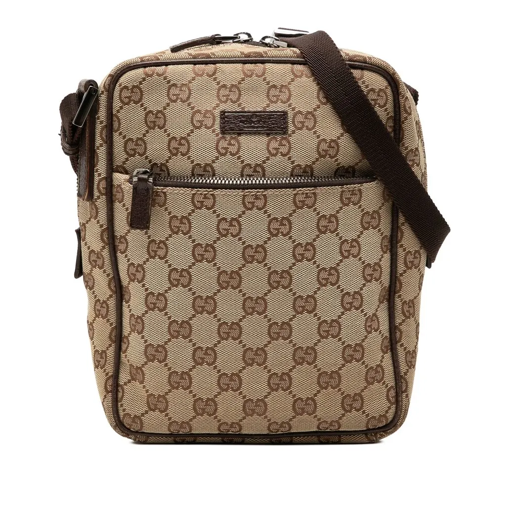 Gucci GG Canvas Crossbody Beige Canvas Good - Front View