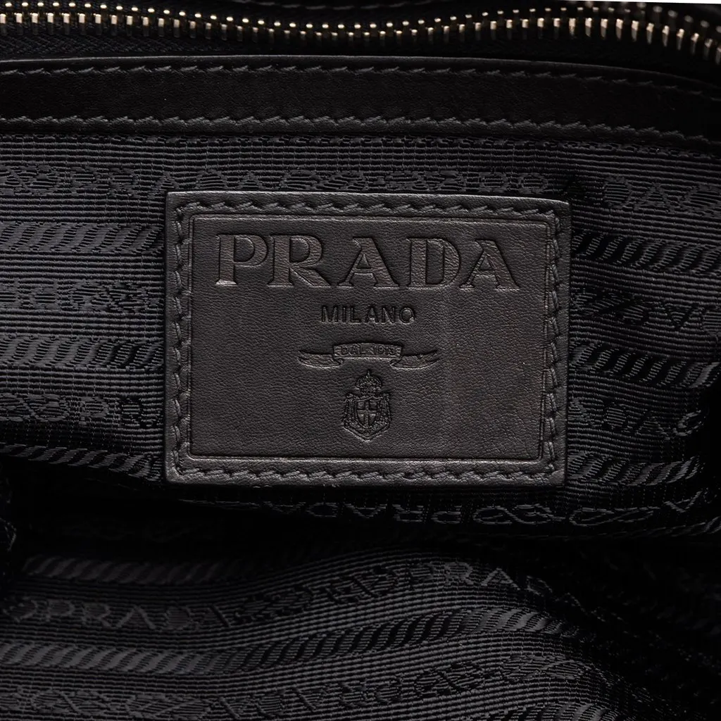 Prada Large Soft Calf Front Pocket Messenger Bag Black Leather Very good - Box View