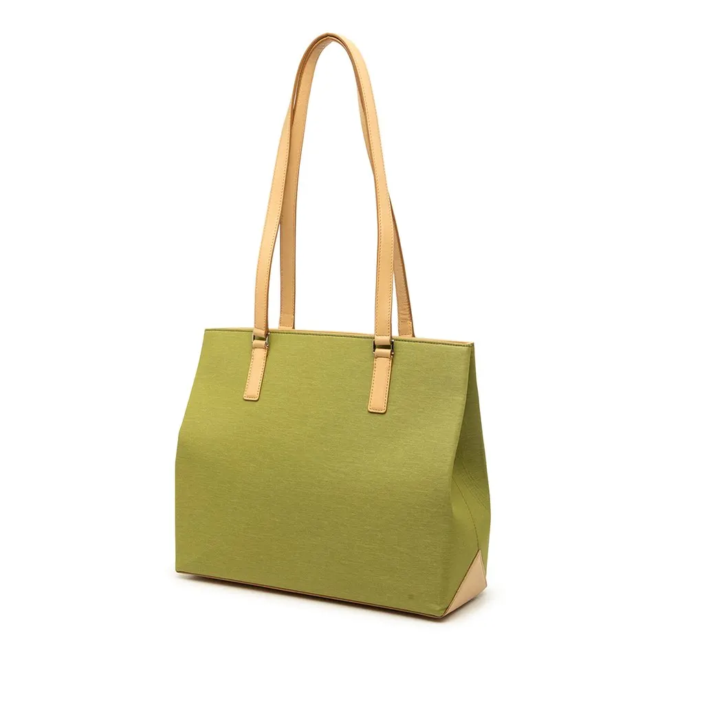 Burberry Stitched Supernova Check Canvas Tote Green Very good - Back View