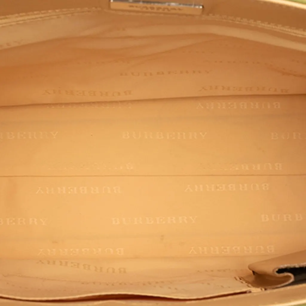 Burberry Stitched Supernova Check Canvas Tote Green Very good - Model View
