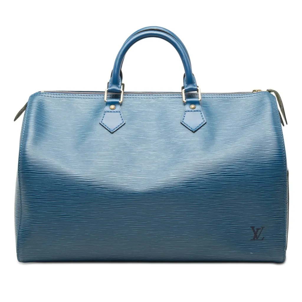 Louis Vuitton Epi Speedy 35 Blue Leather Good - Front View
