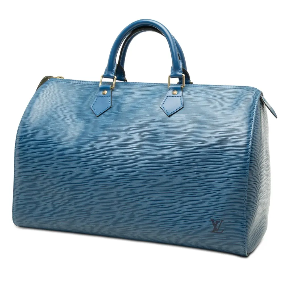 Louis Vuitton Epi Speedy 35 Blue Leather Good - Back View