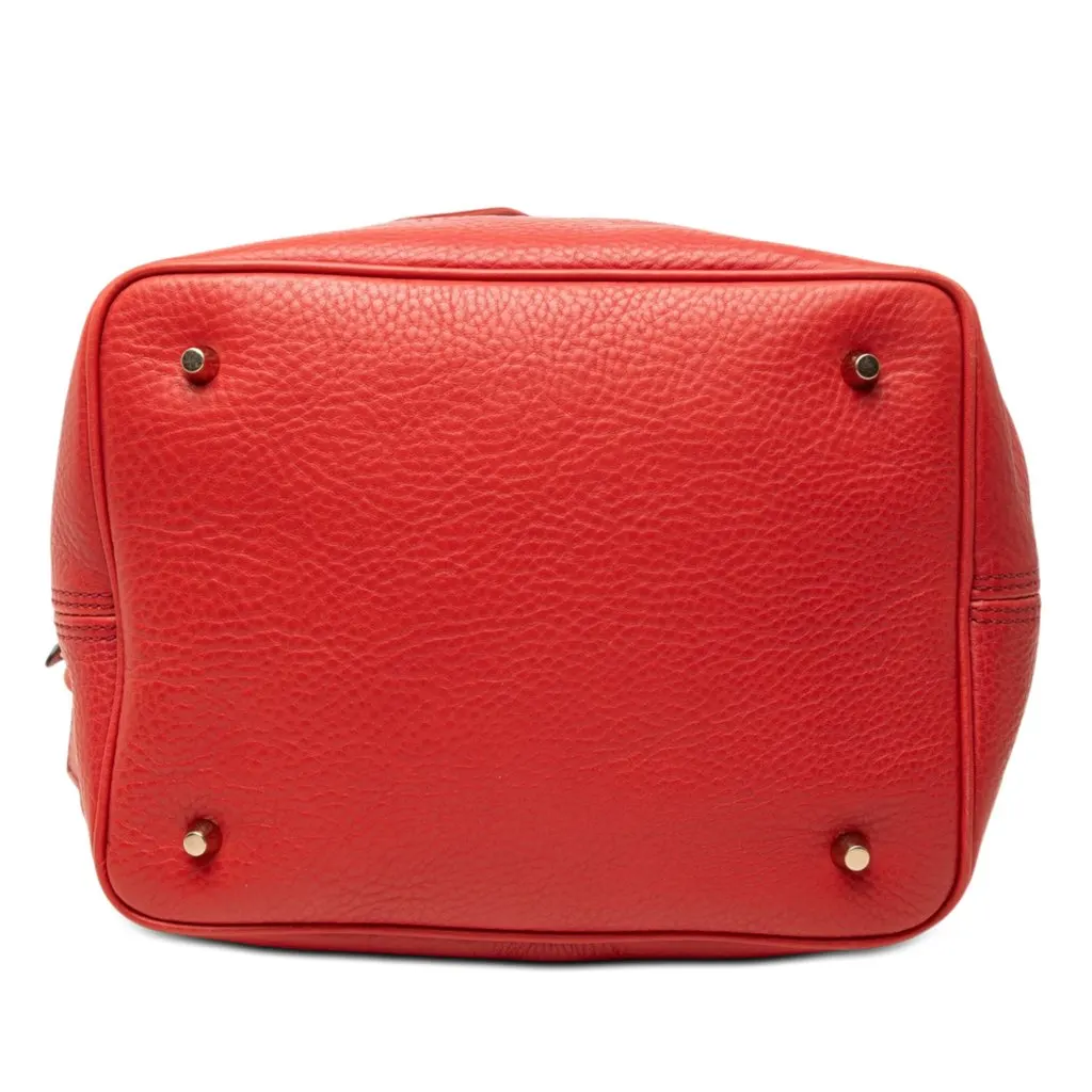 Burberry House Check Canvas and Calfskin Ashby Bucket Bag Red Leather Very good - Inside View