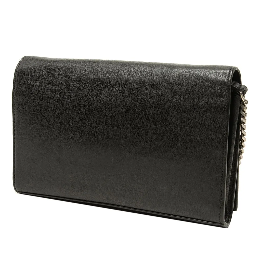 Saint Laurent Calfskin Star Studded Kate Wallet On Chain Black Leather Good - Back View