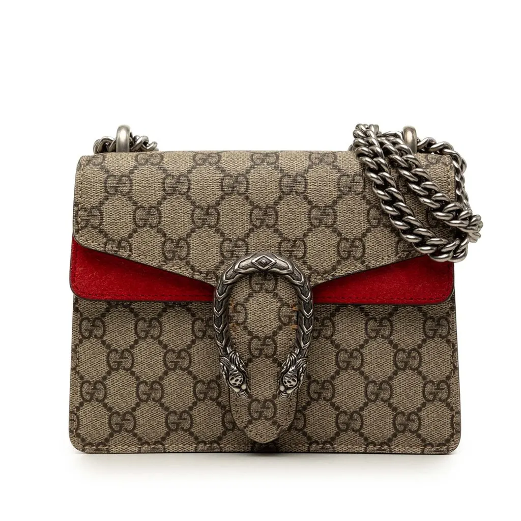 Gucci Small GG Supreme Dionysus Crossbody Beige Canvas Very good - Front View