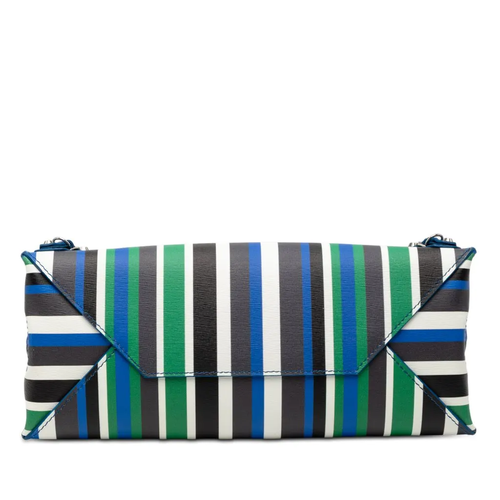 Balenciaga Mini Leather Striped Papier A6 Zip Around Satchel Blue Leather Very good - Inside View