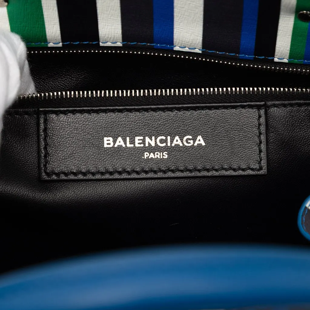 Balenciaga Mini Leather Striped Papier A6 Zip Around Satchel Blue Leather Very good - Box View