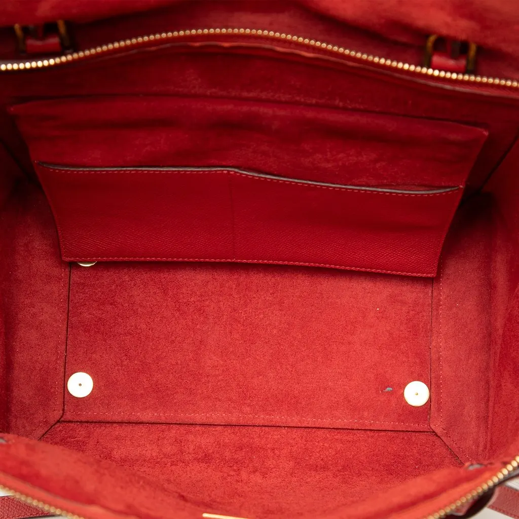 Celine Mini Grained Calfskin Belt Bag Red Leather Good - Model View