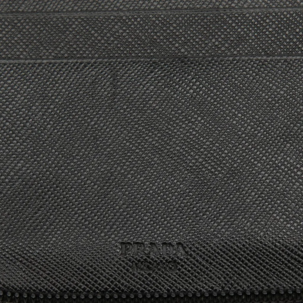 Prada Saffiano Zip Around Wallet Black Leather Very good - Box View