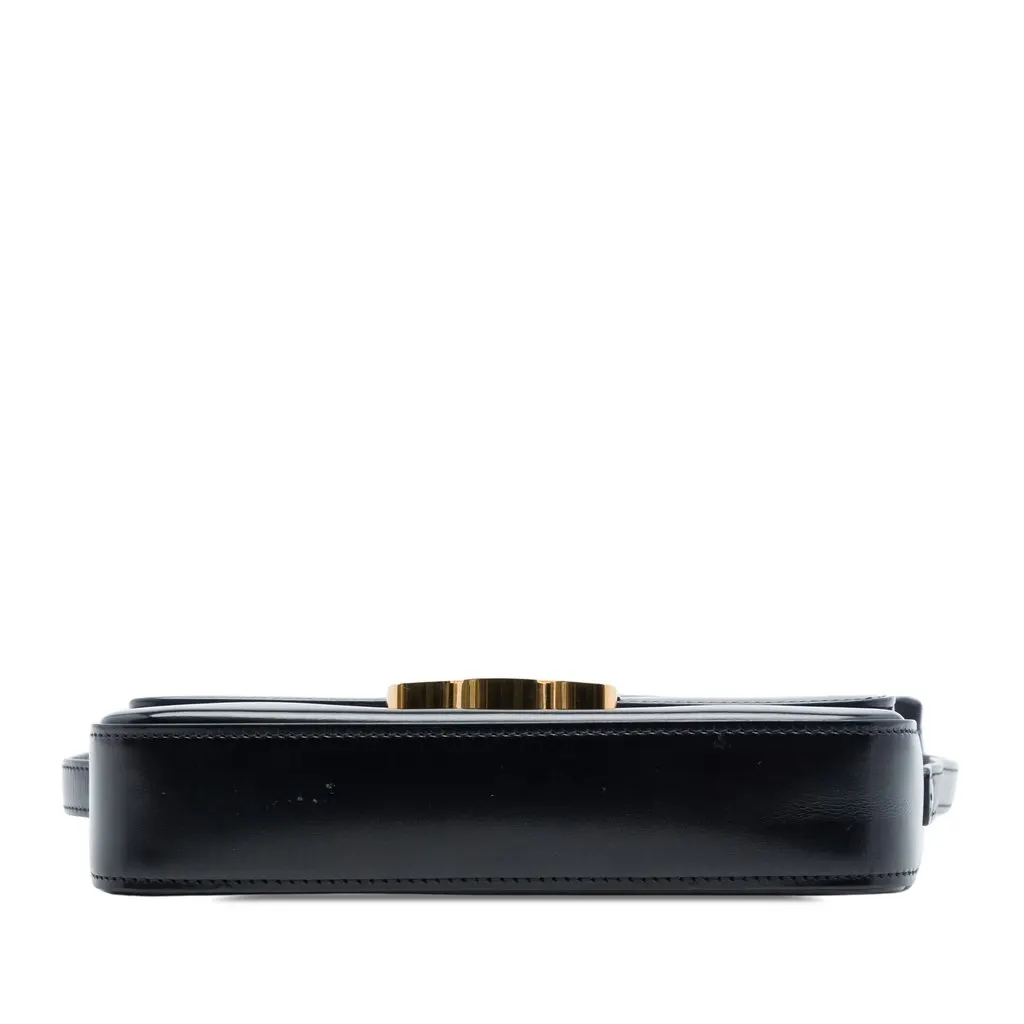 Celine Shiny Calfskin Triomphe Claude Shoulder Bag Black Leather Good - Inside View