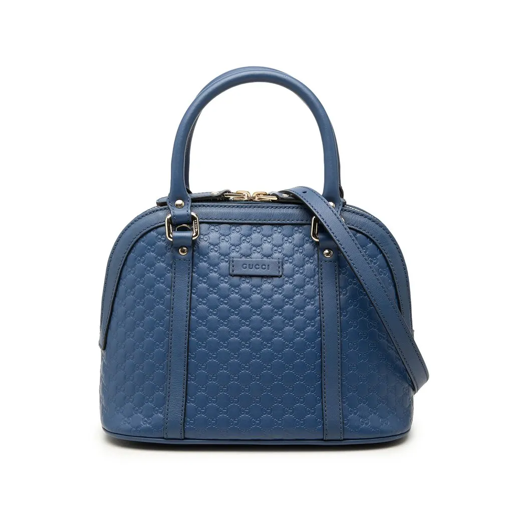 Gucci Mini Microguccissima Dome Satchel Blue Leather Very good - Front View