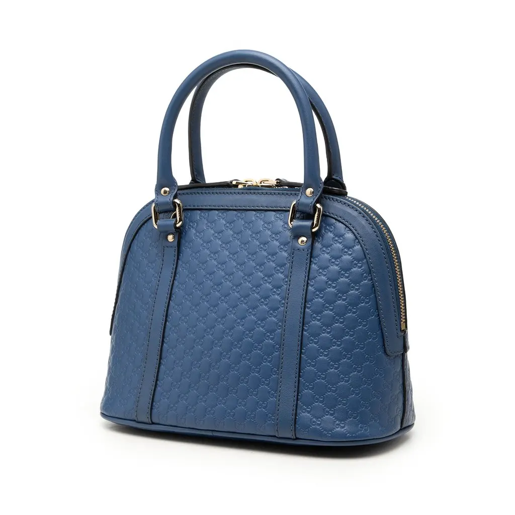 Gucci Mini Microguccissima Dome Satchel Blue Leather Very good - Back View