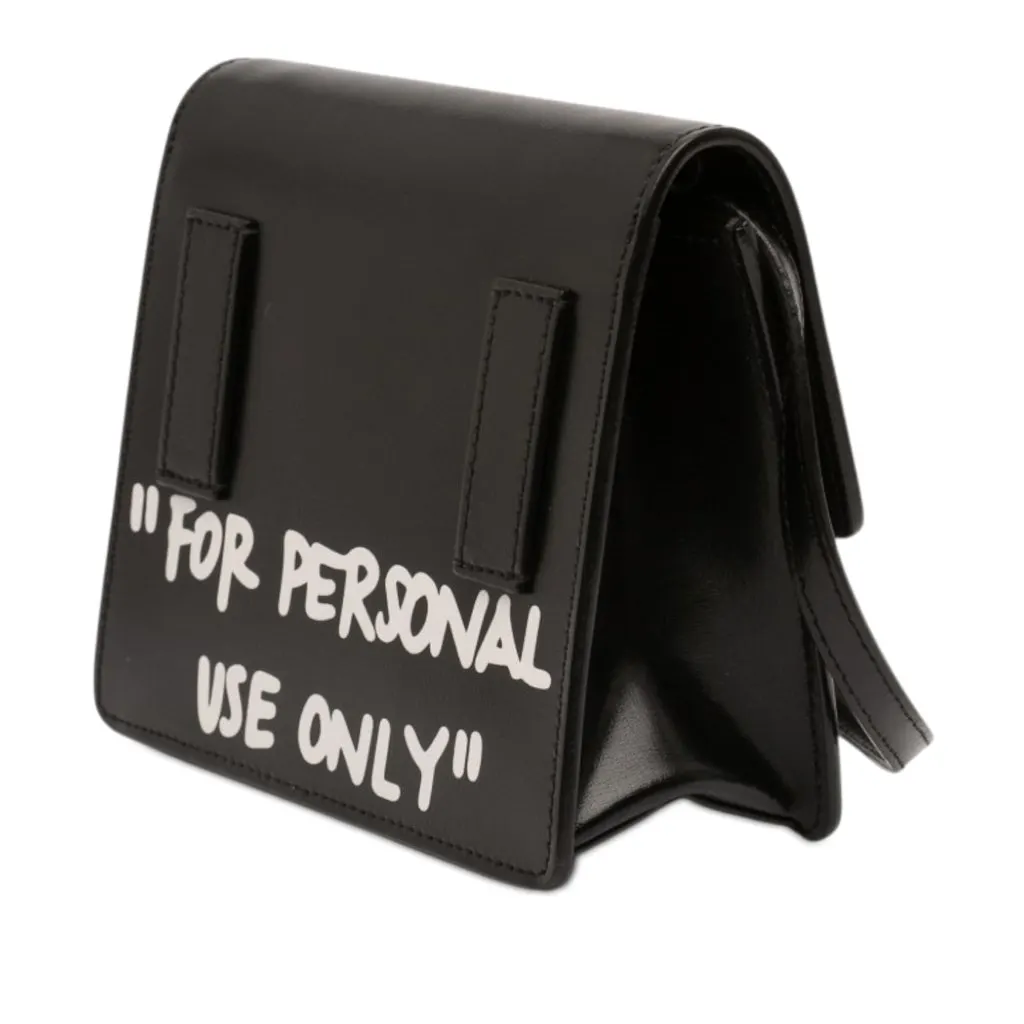 Off-White Glazed Calfskin Cash Inside Jitney 0.7 Bag Black Leather Good - Back View