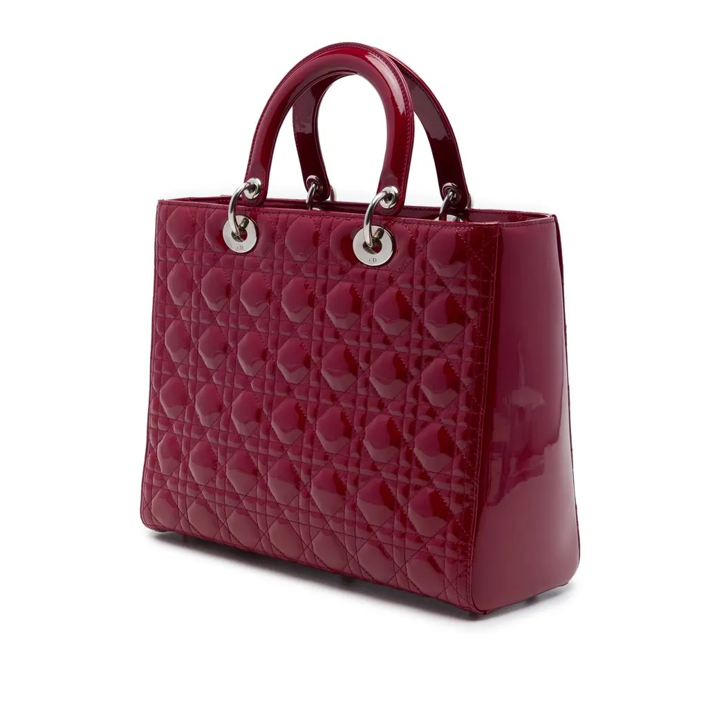 Dior Large Patent Cannage Lady Dior Red Leather Very good - Back View