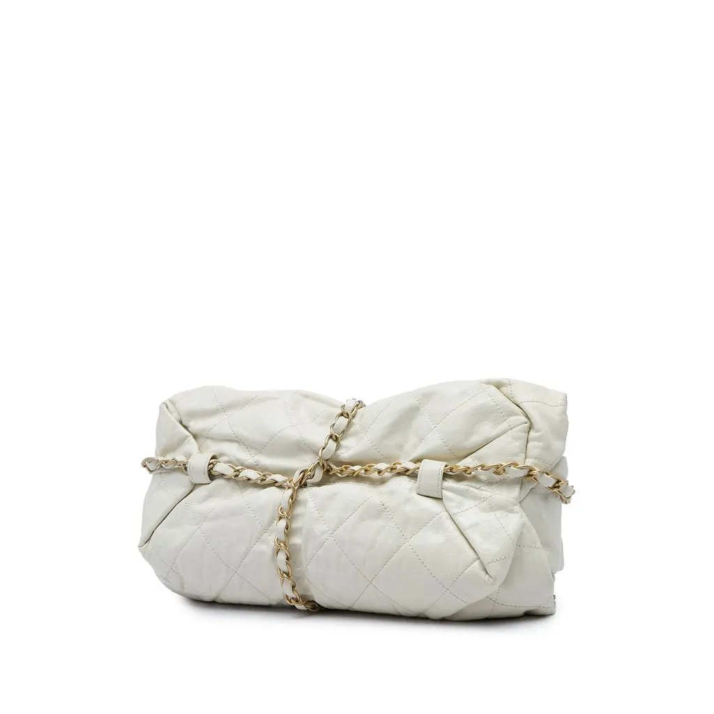 Chanel Quilted Calfskin Midnight Swim Baluchon Bag White Leather Very good - Back View