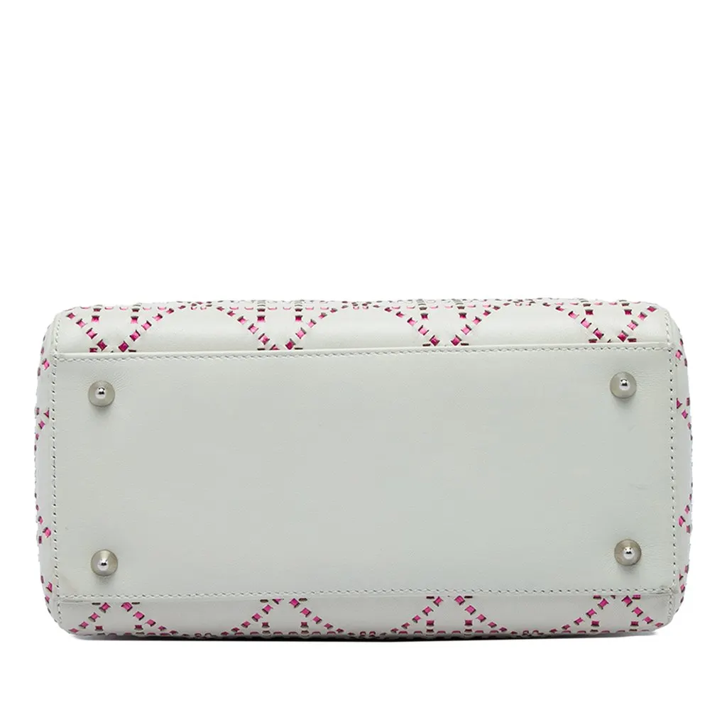 Dior Medium Lambskin Cannage Stitched Lady Dior White Leather Very good - Inside View