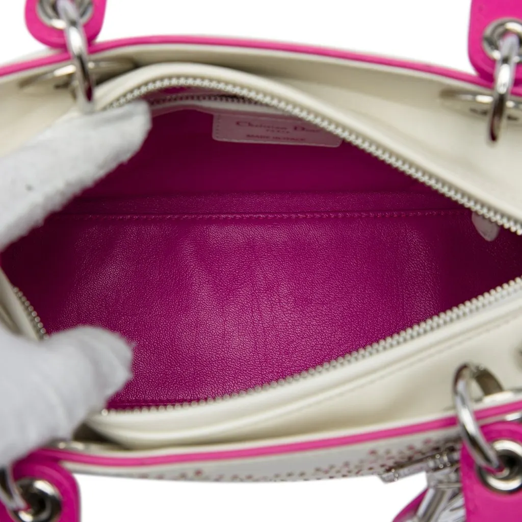 Dior Medium Lambskin Cannage Stitched Lady Dior White Leather Very good - Model View
