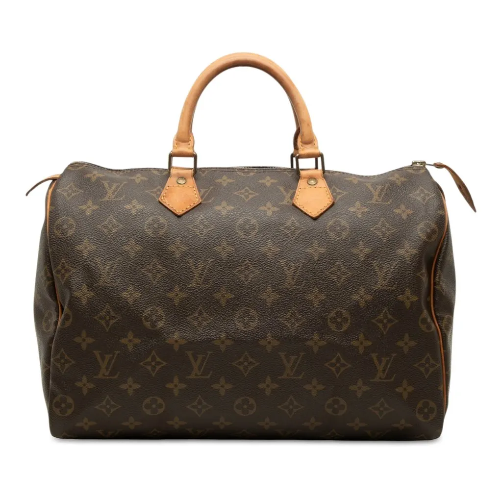 Louis Vuitton Monogram Speedy 35 Brown Canvas Good - Front View