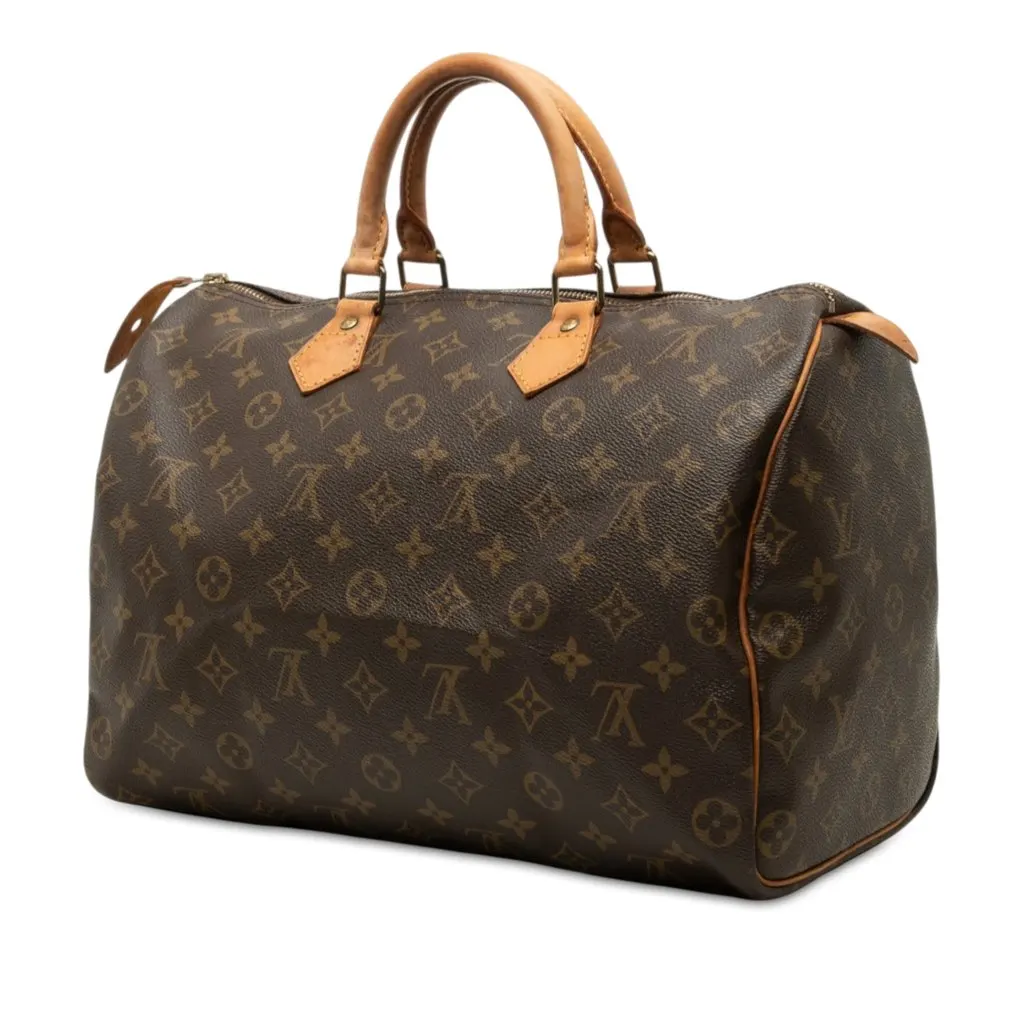 Louis Vuitton Monogram Speedy 35 Brown Canvas Good - Back View