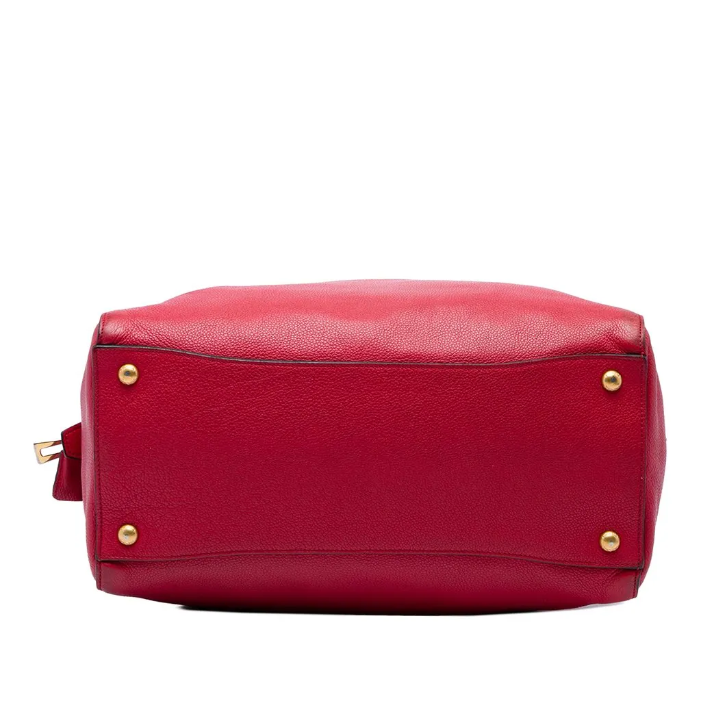 Prada Vitello Daino Zip Top Convertible Tote Red Leather Very good - Inside View