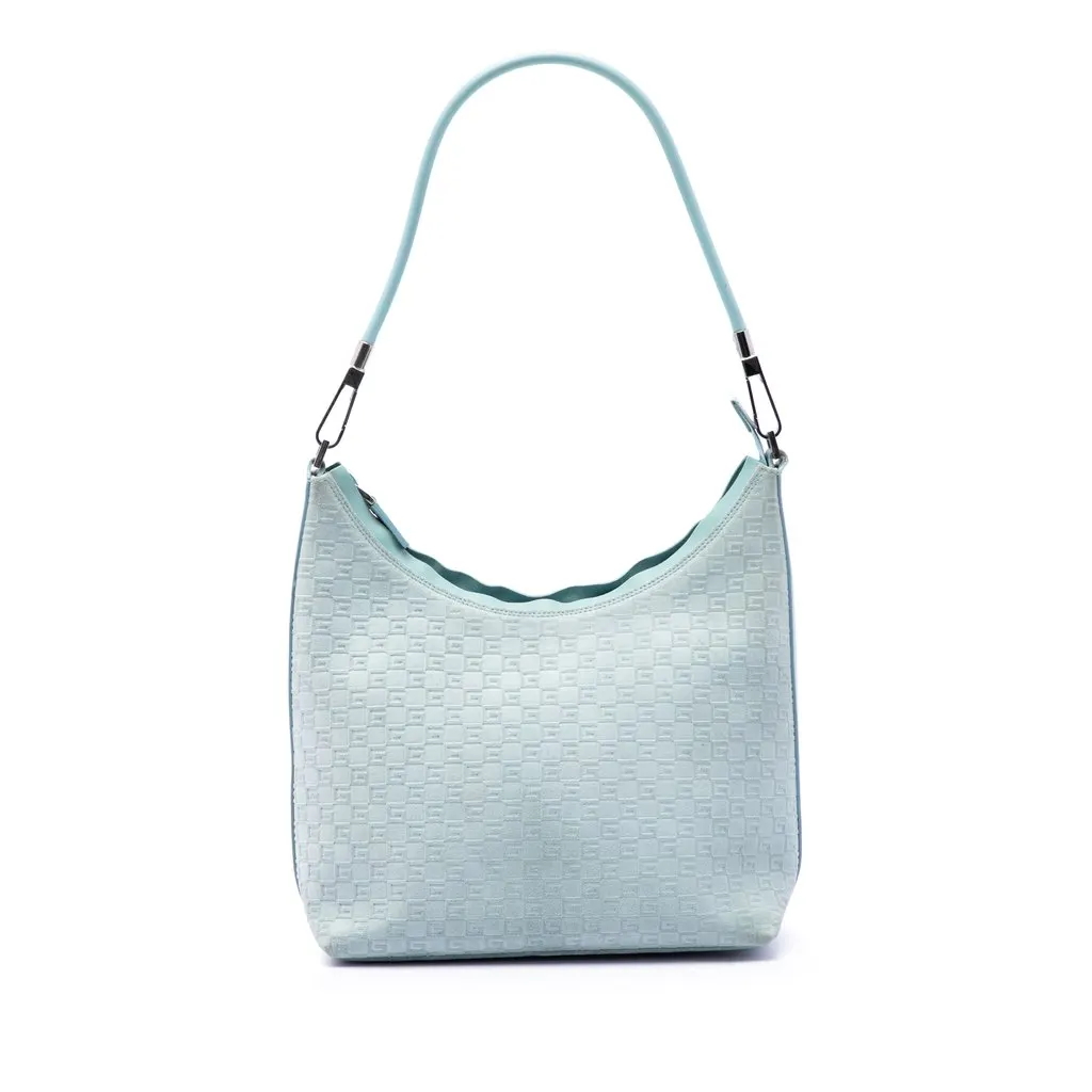Gucci Square G Suede Shoulder Bag Blue Leather Very good - Front View