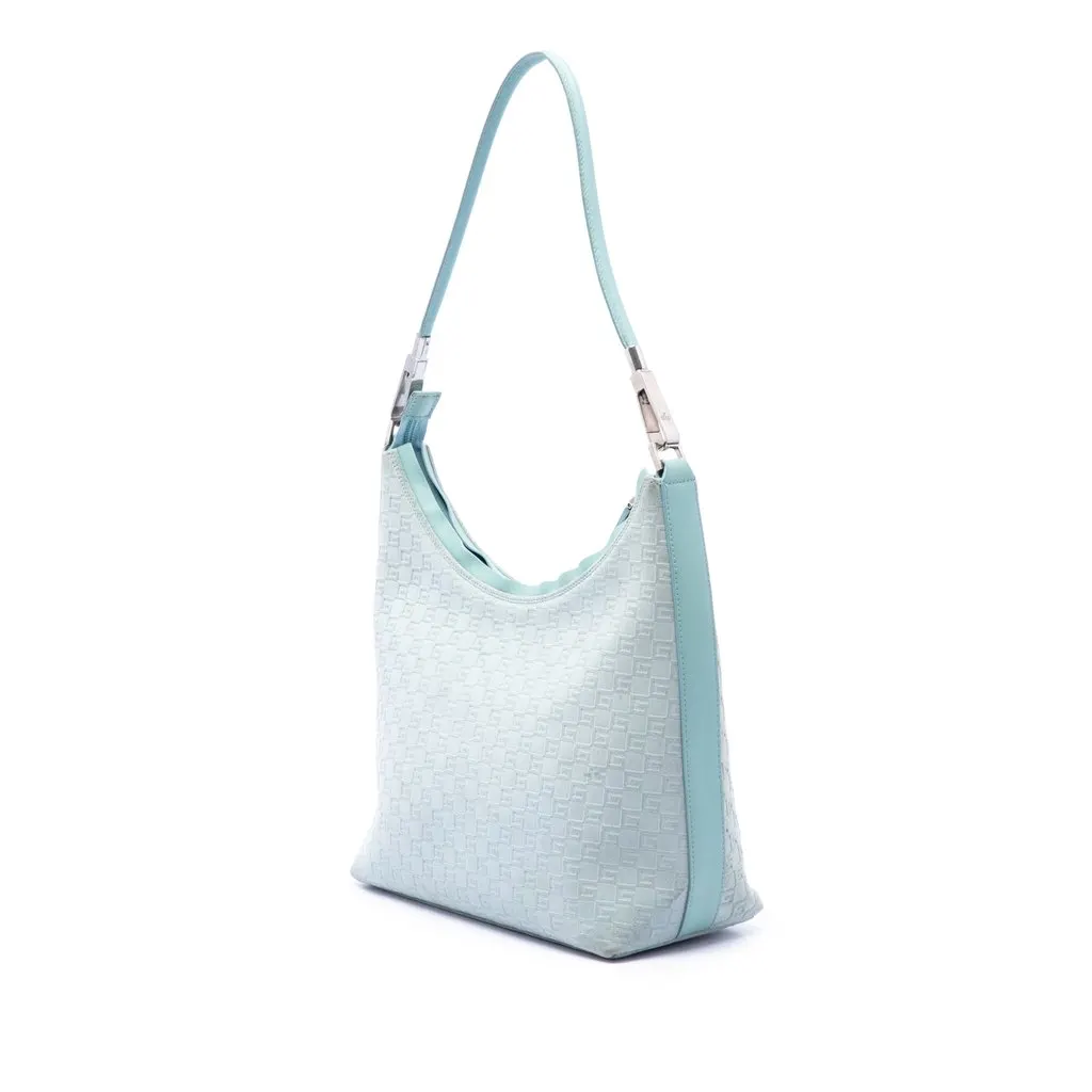 Gucci Square G Suede Shoulder Bag Blue Leather Very good - Back View