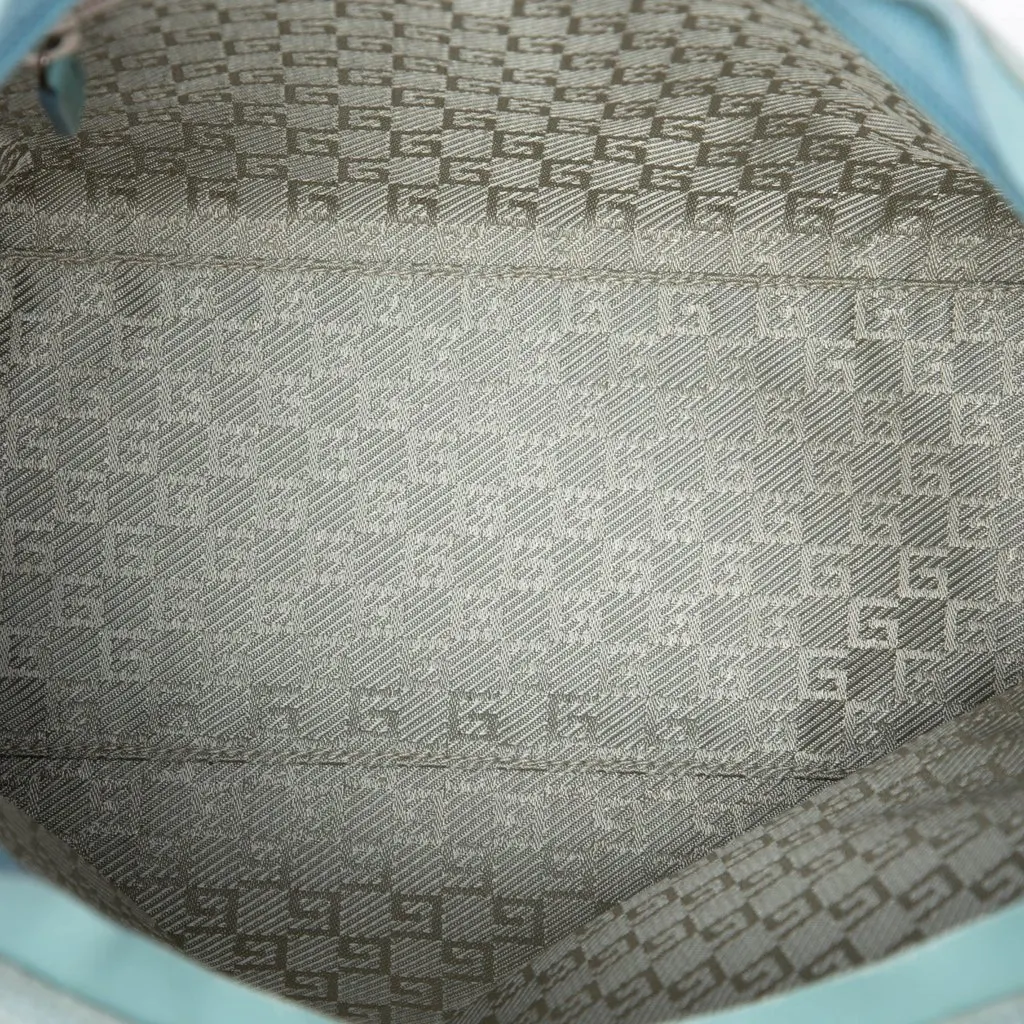Gucci Square G Suede Shoulder Bag Blue Leather Very good - Model View
