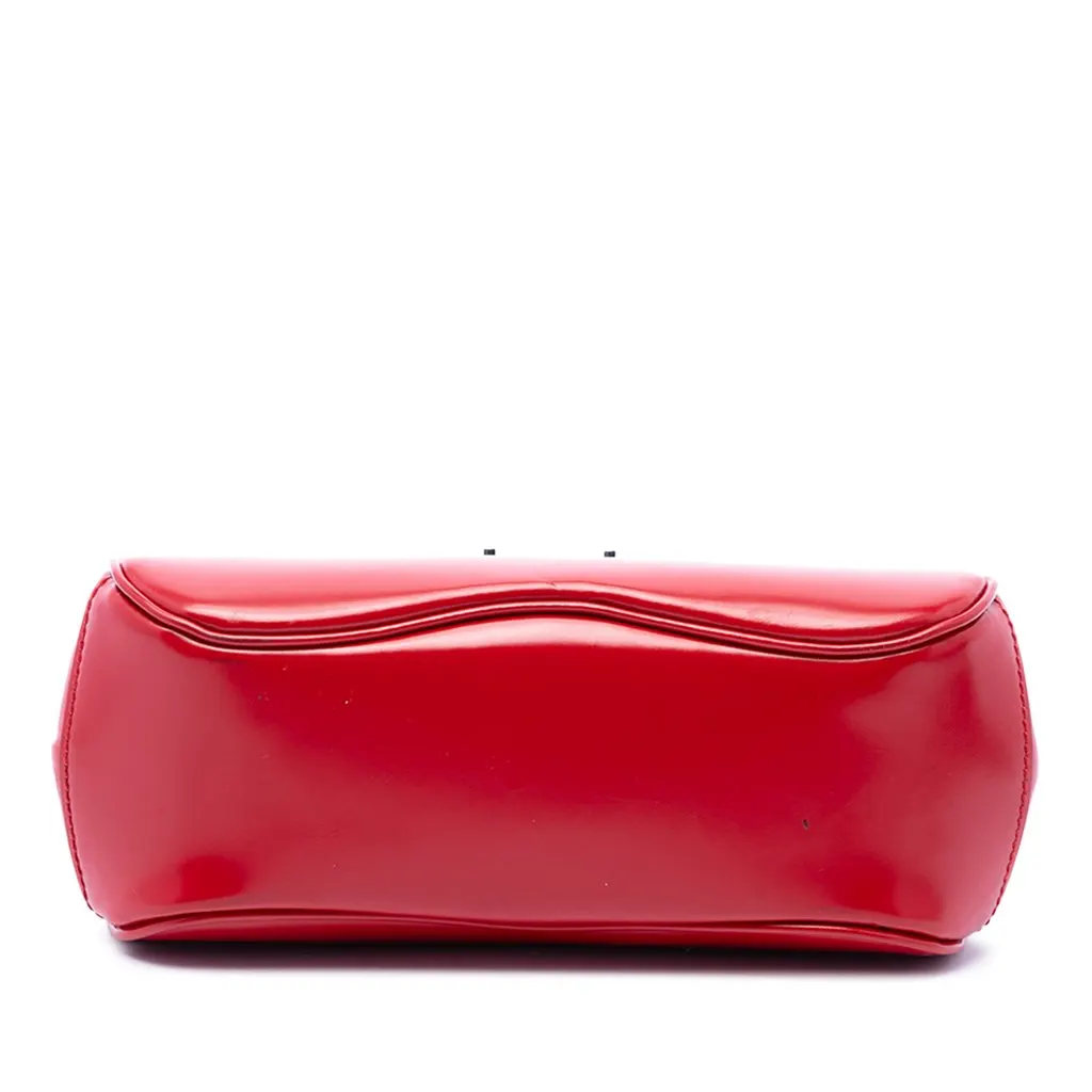 Gucci Mini Polished Calfskin Bamboo Lady Lock Top Handle Bag Red Leather Very good - Inside View