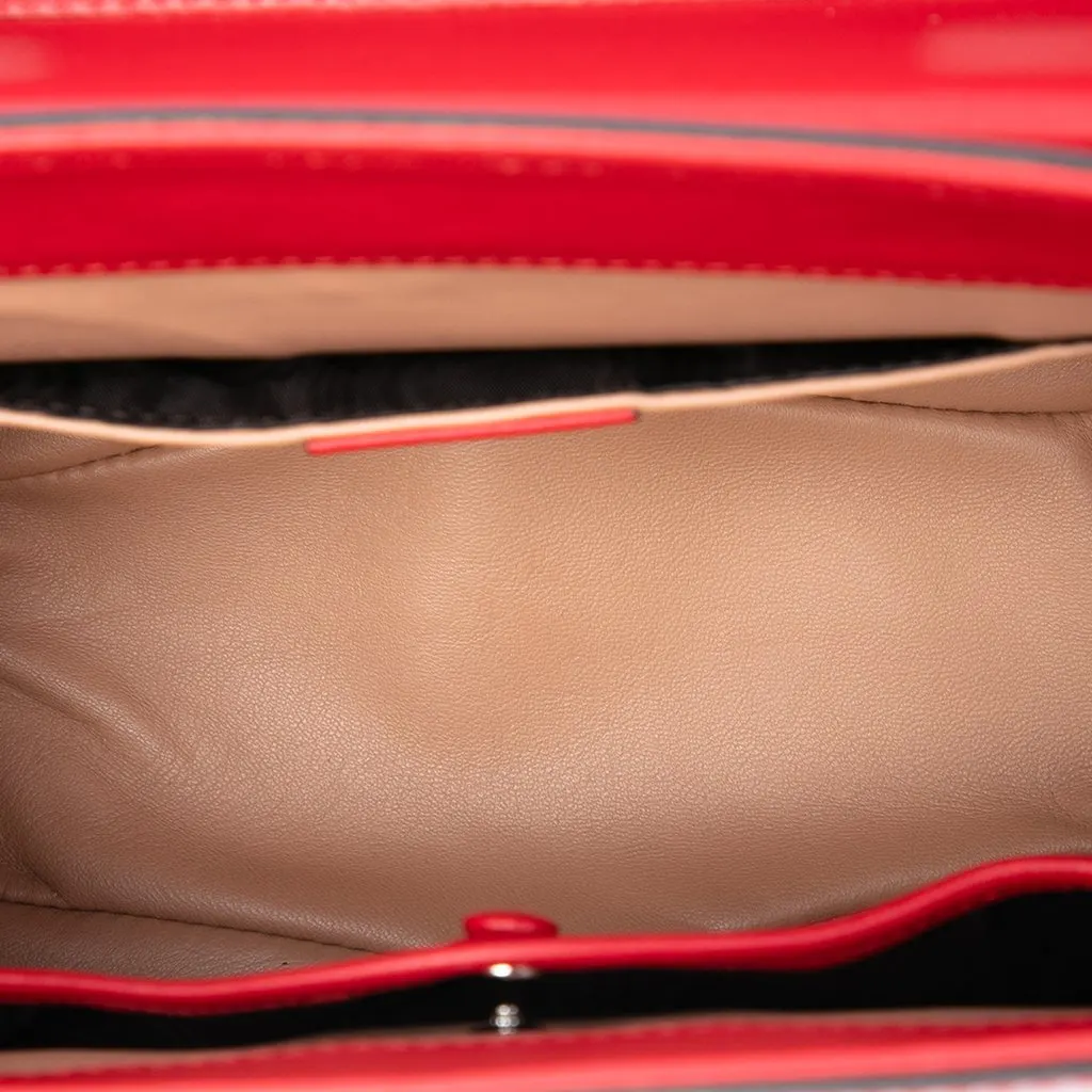Gucci Mini Polished Calfskin Bamboo Lady Lock Top Handle Bag Red Leather Very good - Model View