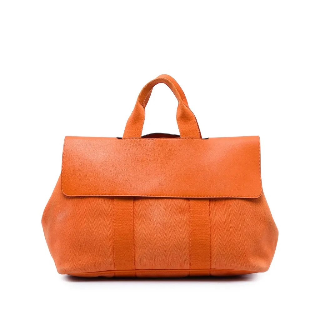 Hermès Toile and Swift Valparaiso MM Orange Very good - Front View