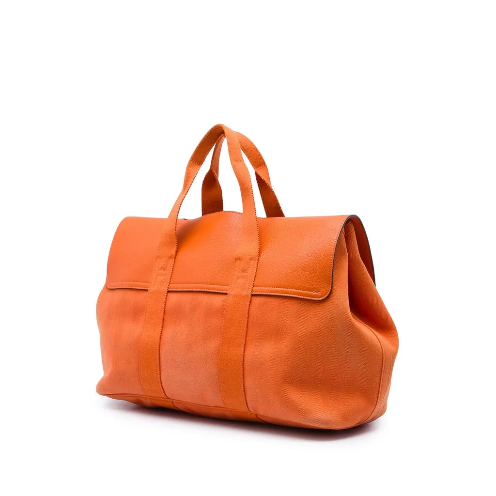 Hermès Toile and Swift Valparaiso MM Orange Very good - Back View