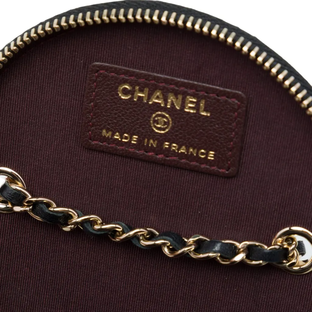 Chanel Mini CC Quilted Lambskin Round Chain Vanity Bag Black Leather Very good - Box View