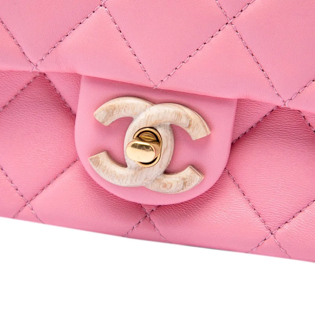 Chanel Mini Wenge Wood Chain Flap Pink Leather Very good - Box View