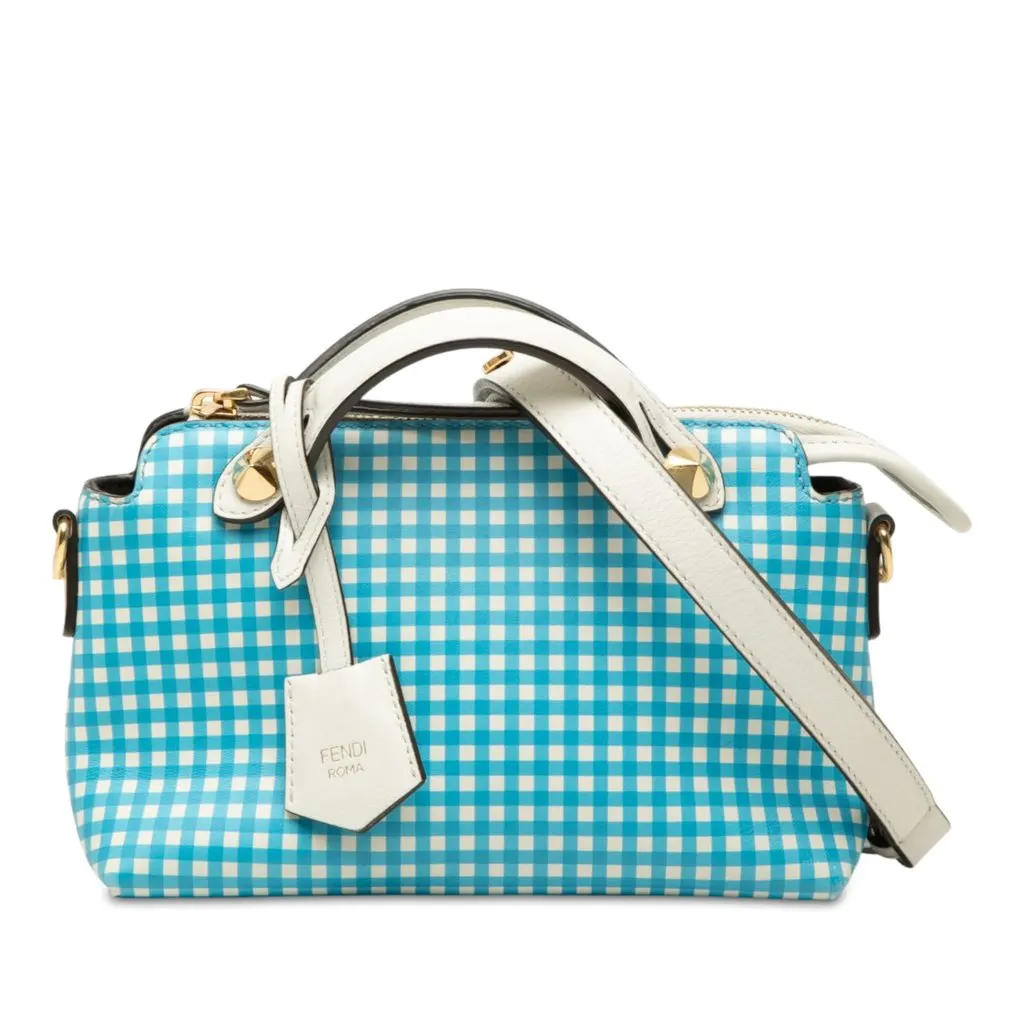 Fendi Mini Printed Leather Gingham By The Way Satchel White Leather Very good - Front View
