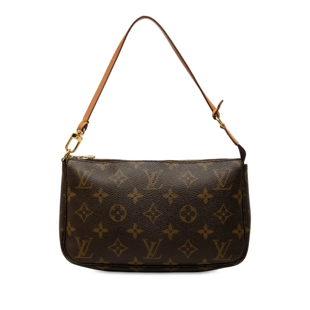 Louis Vuitton Monogram Pochette Accessoires Brown Canvas Good - Front View