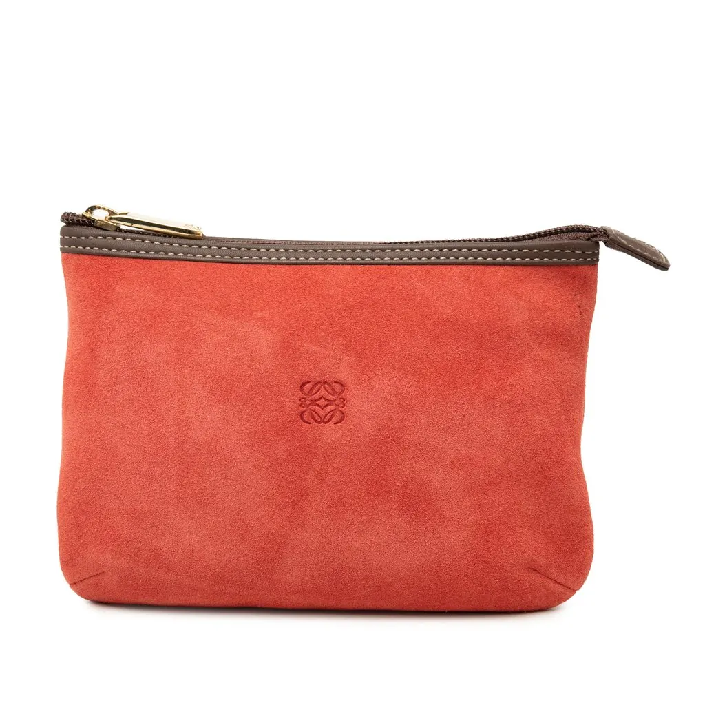Loewe Suede Anagram Pouch Pink Suede Very good - Front View