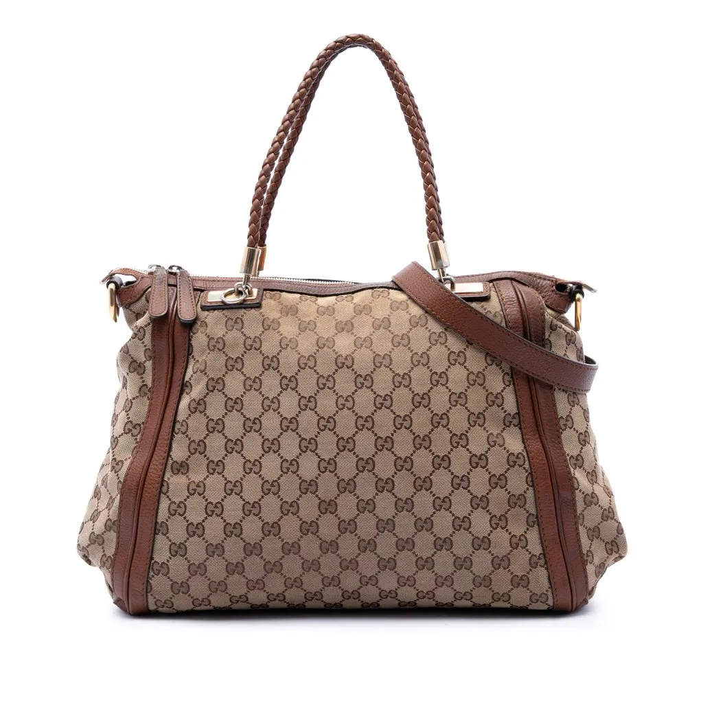 Gucci GG Canvas Bella Convertible Tote Beige Canvas Good - Front View