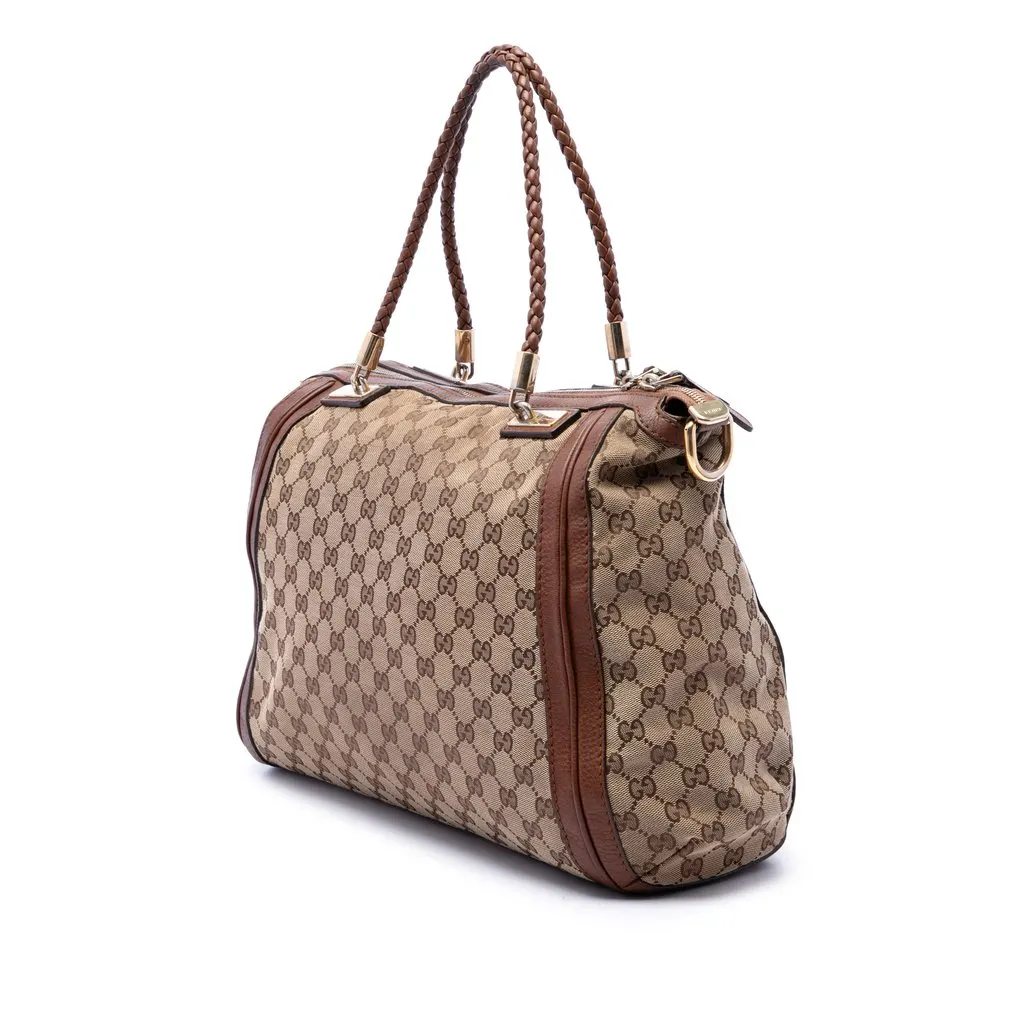 Gucci GG Canvas Bella Convertible Tote Beige Canvas Good - Back View