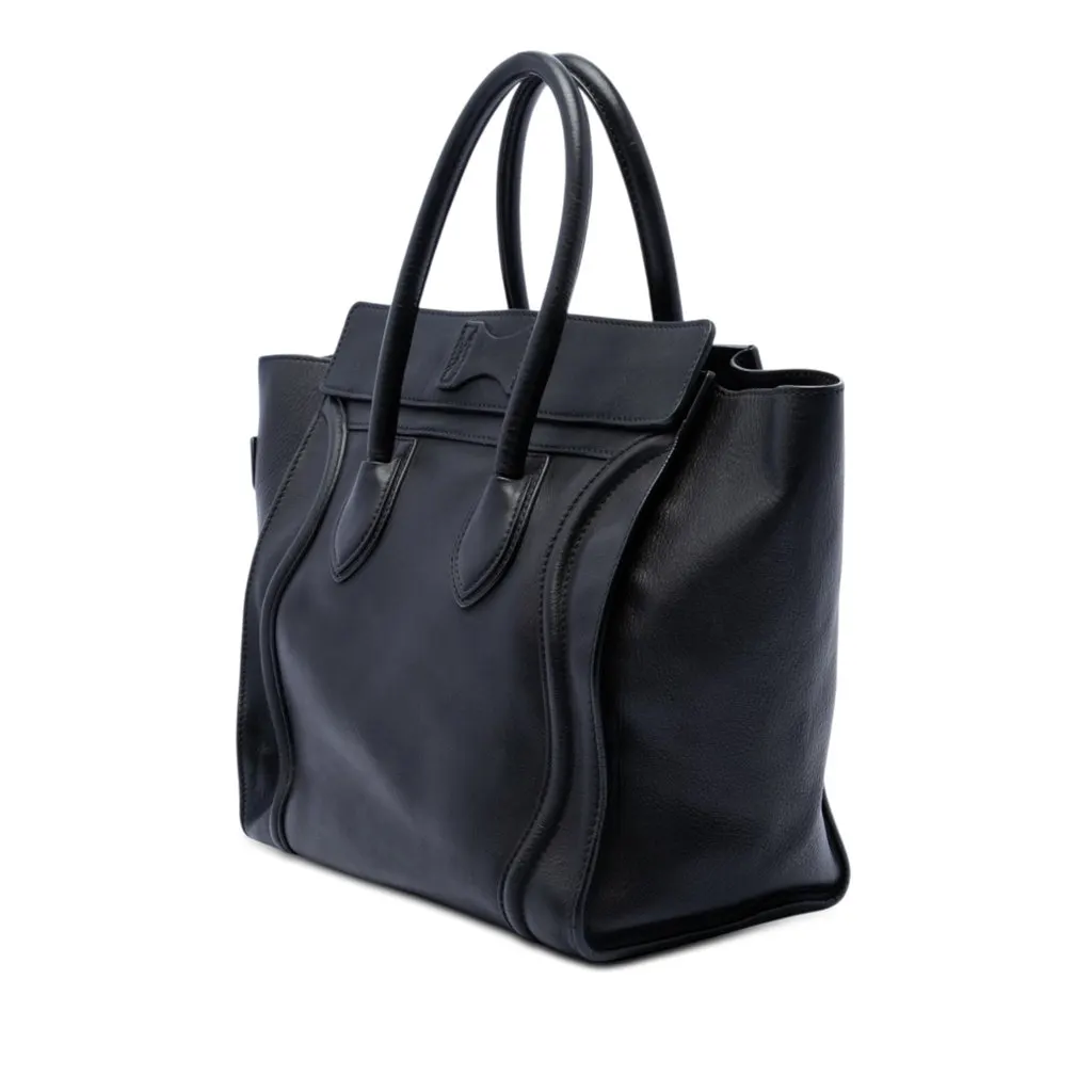 Celine Mini Leather Luggage Tote Black Leather Very good - Back View