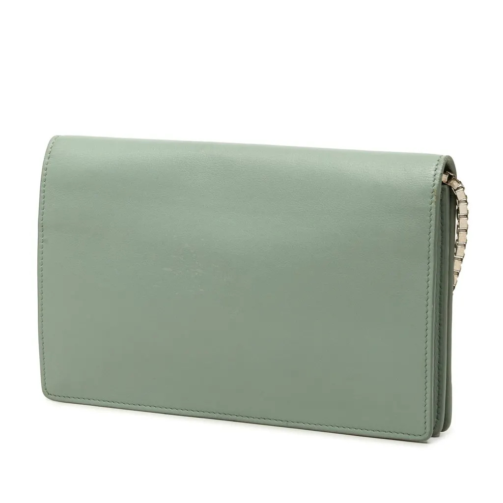 Balenciaga Calfskin Metal Plate City Wallet on Chain Green Leather Good - Back View