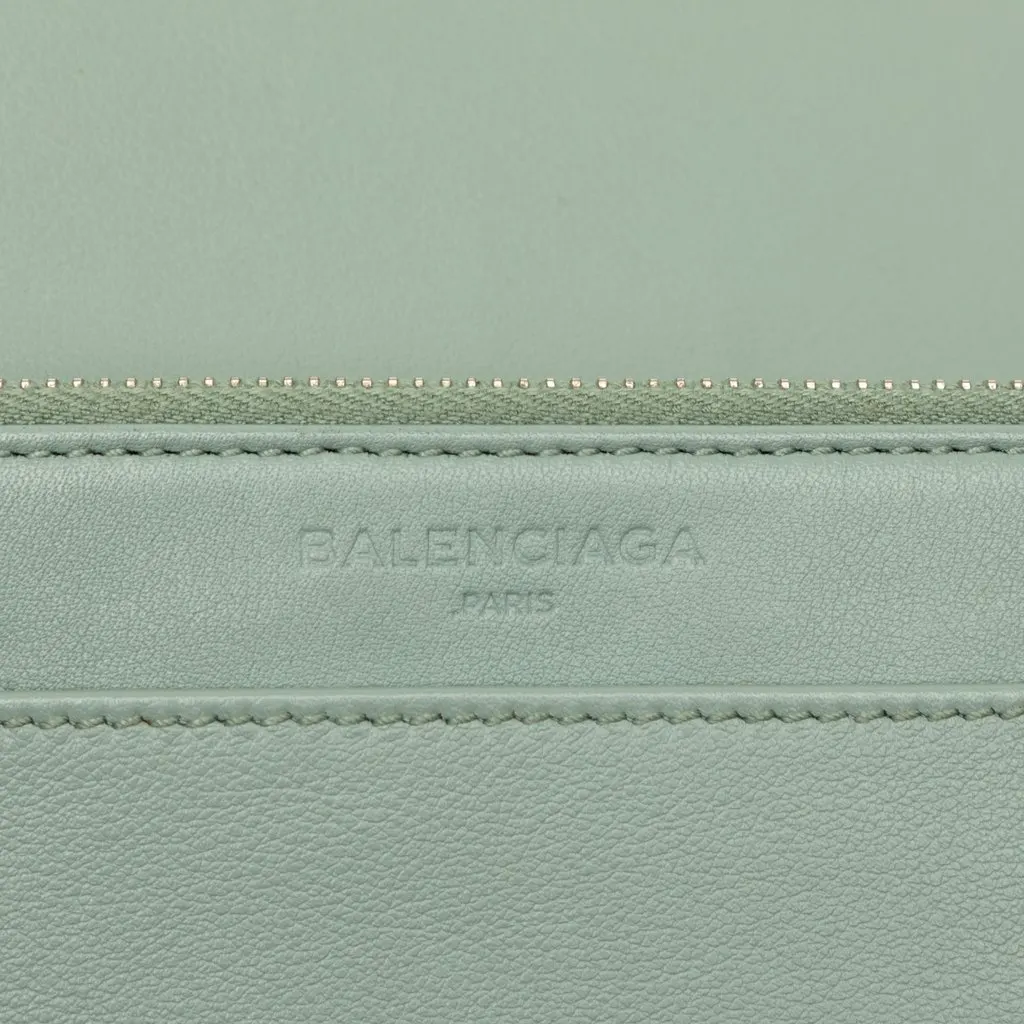 Balenciaga Calfskin Metal Plate City Wallet on Chain Green Leather Good - Box View