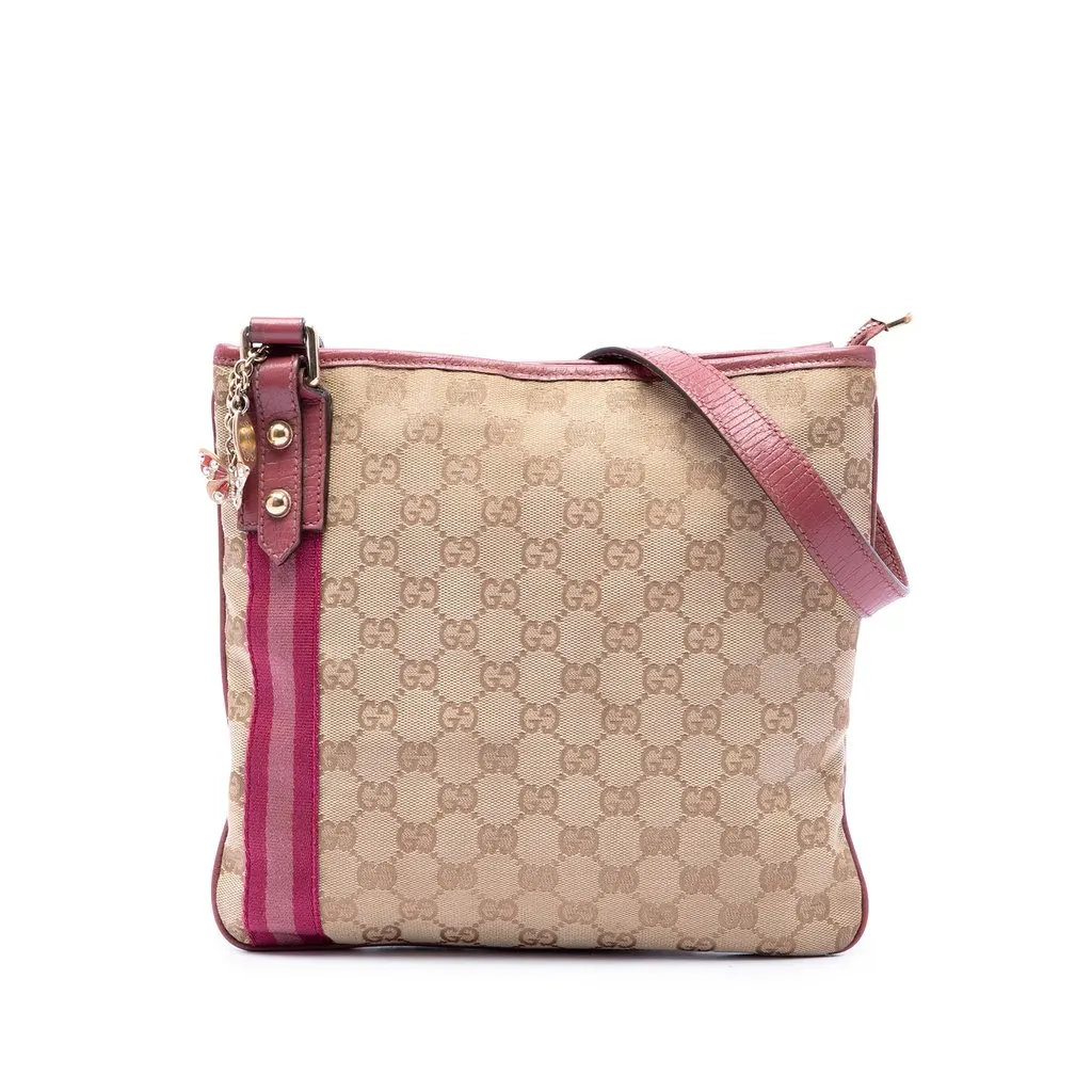 Gucci GG Canvas Jolicoeur Crossbody Beige Canvas Good - Front View