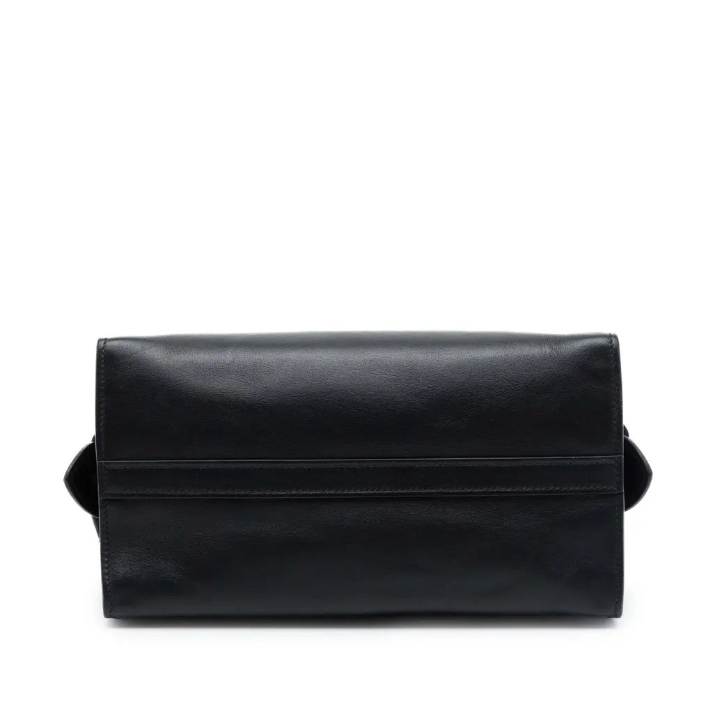 Prada Small Saffiano Trimmed City Calf Greca Esplanade Satchel Black Leather Good - Inside View