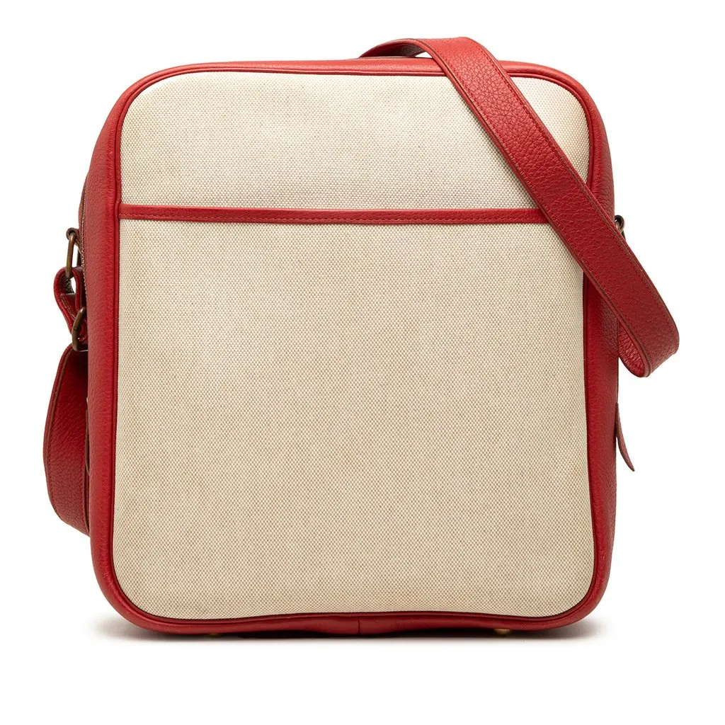 Hermès Toile and Clemence Victoria Messenger Bag Brown Canvas Very good - Front View