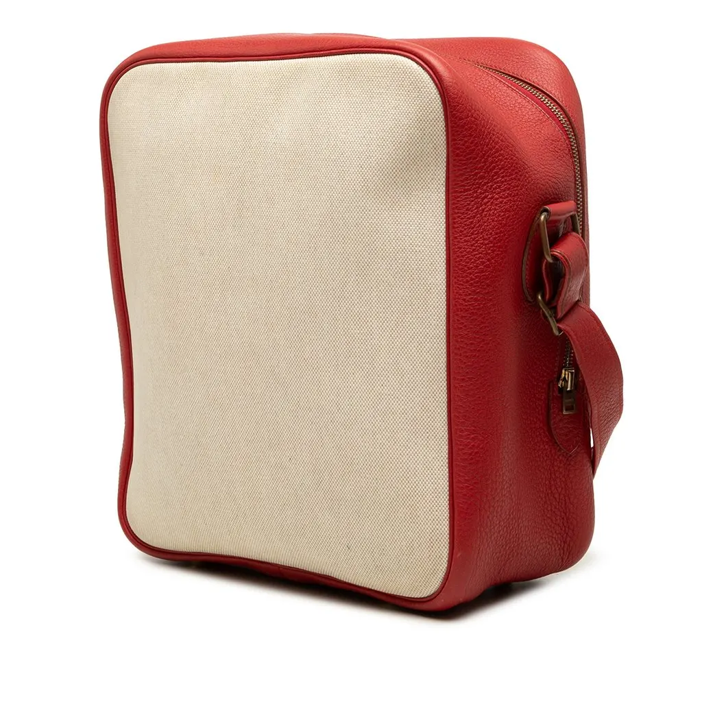 Hermès Toile and Clemence Victoria Messenger Bag Brown Canvas Very good - Back View