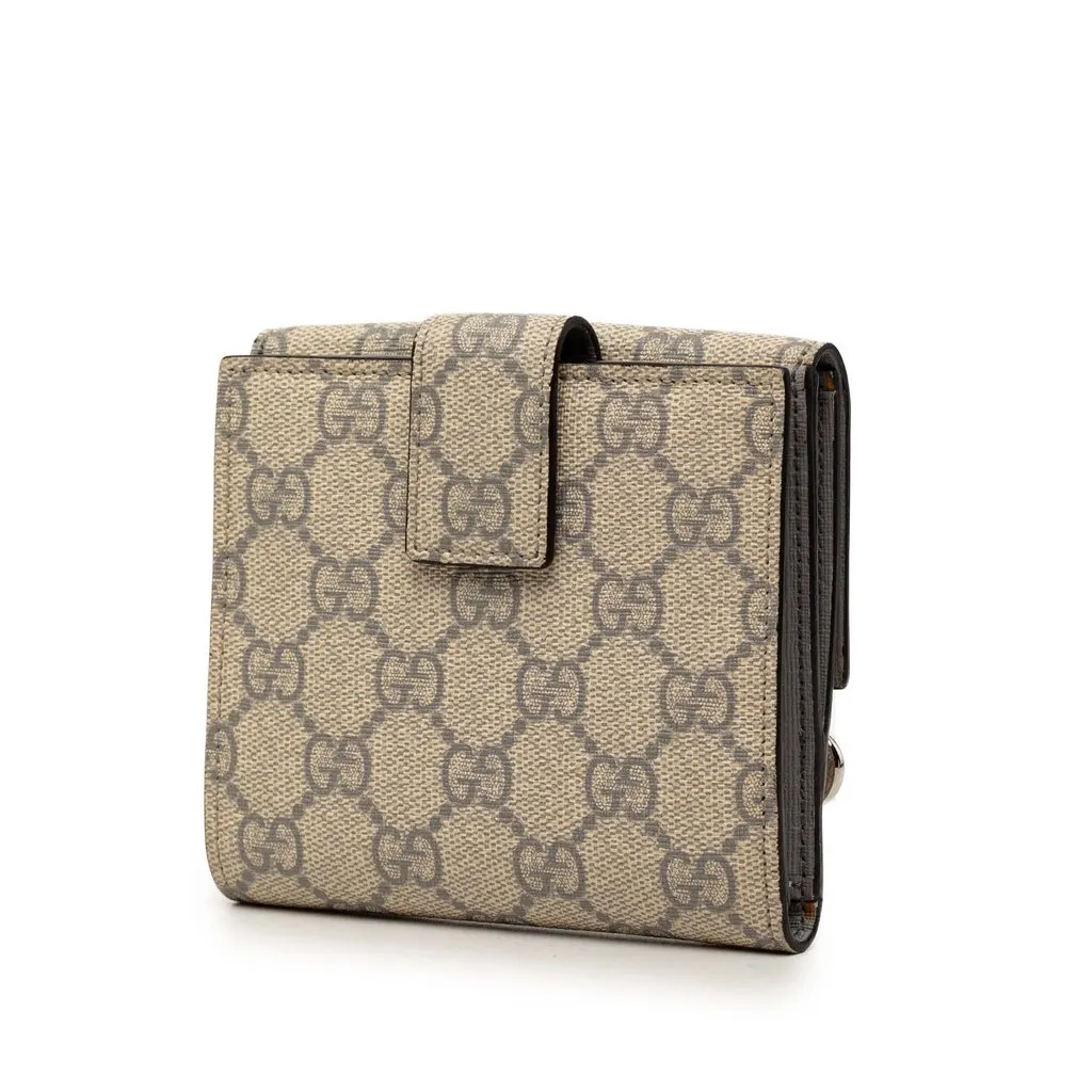 Gucci GG Supreme Interlocking G Pierce French Flap Wallet Beige Very good - Back View