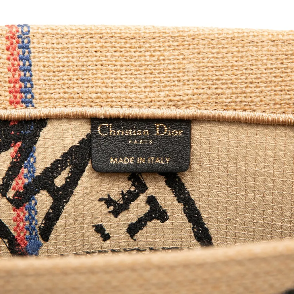 Dior Medium Jute Embroidered Book Tote Beige Very good - Box View